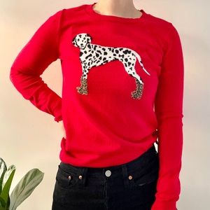 J.CREW Teddy Dalmatian Crew Neck Sweater Red Size S